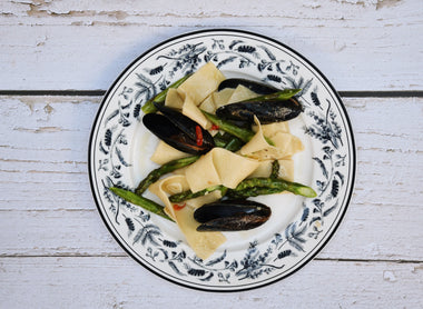 Fresh Pappardelle w/ Mussels and Asparagus